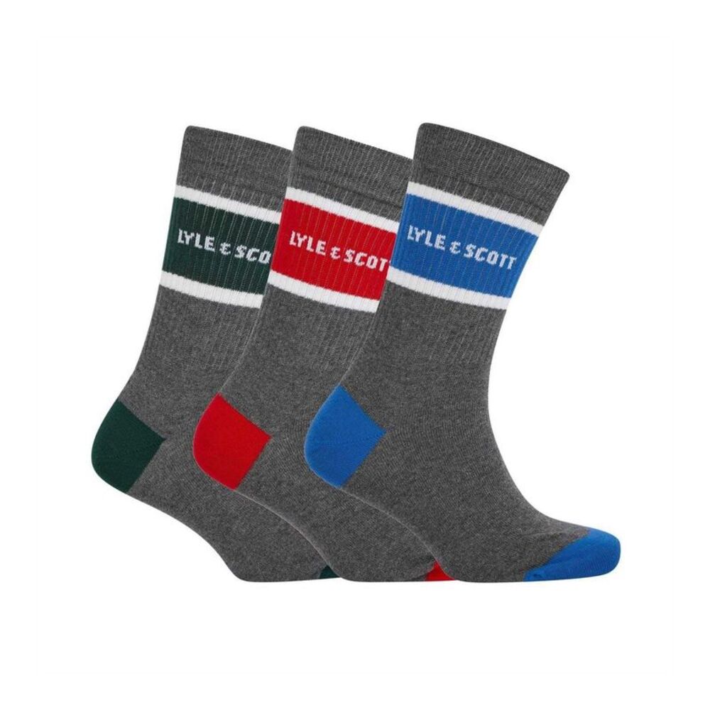 Lyle & Scott Mens Sports Socks (Pack of 3) / Gray